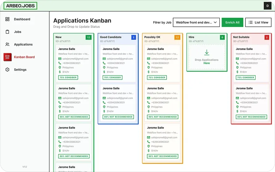Arbeo Jobs — Candidate Experience