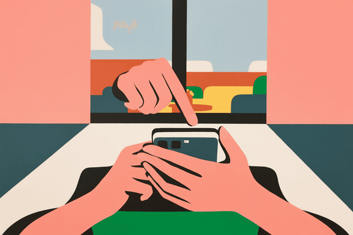 Close-up of professional using smartphone in coffee shop showing mobile-first work reality for real estate agents