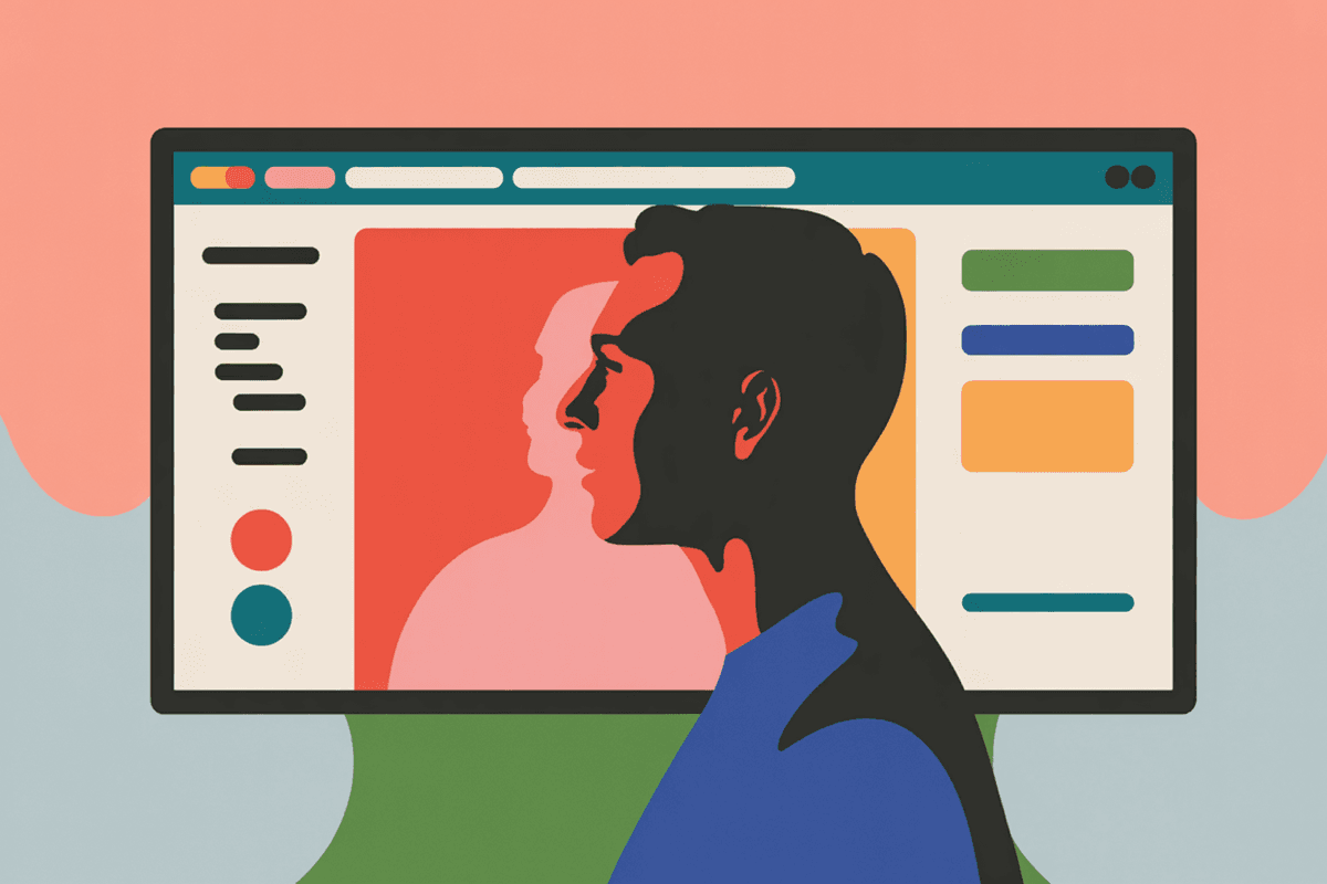 Developer reviewing software prototype on dual monitors in focused evening work session