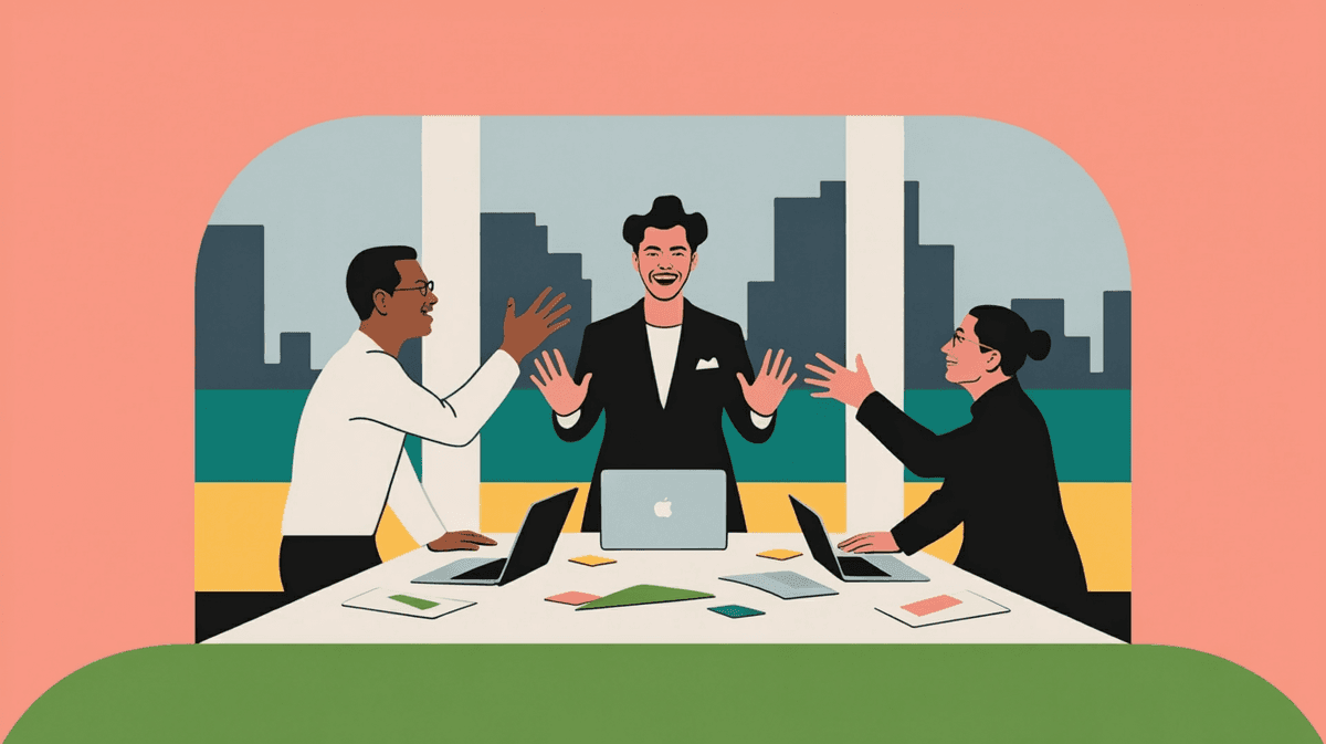 Entrepreneurs collaborating around table in bright modern office during strategy session