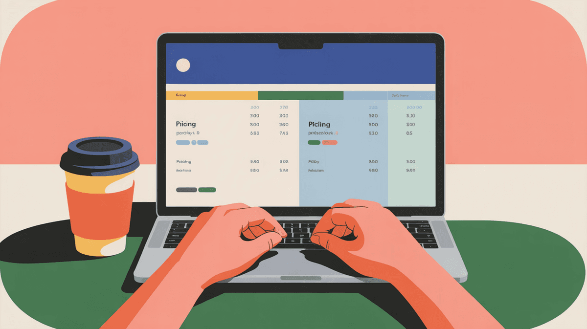 Close-up of professional working on pricing analysis at modern workspace