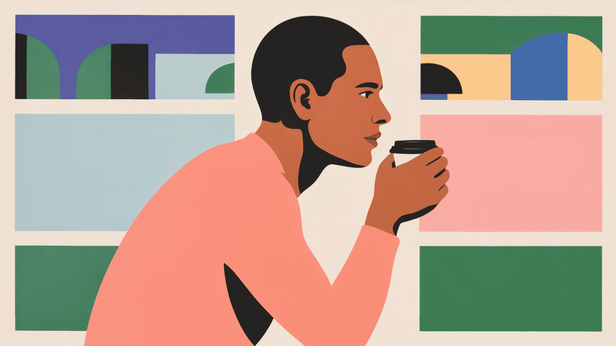 Entrepreneur in thoughtful moment at coffee shop, contemplating strategic business decisions