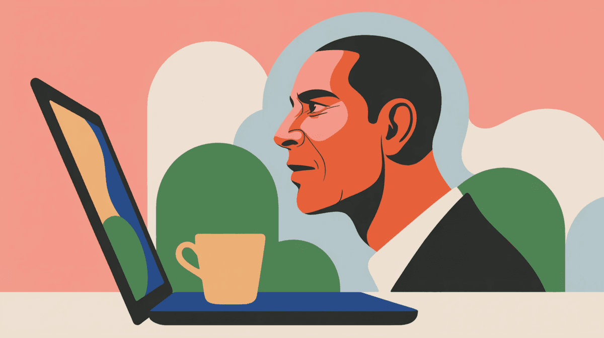 Entrepreneur in focused conversation during video call, natural lighting from window
