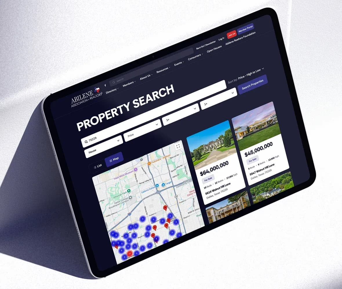 Abilene Association of REALTORS® website, second screen
