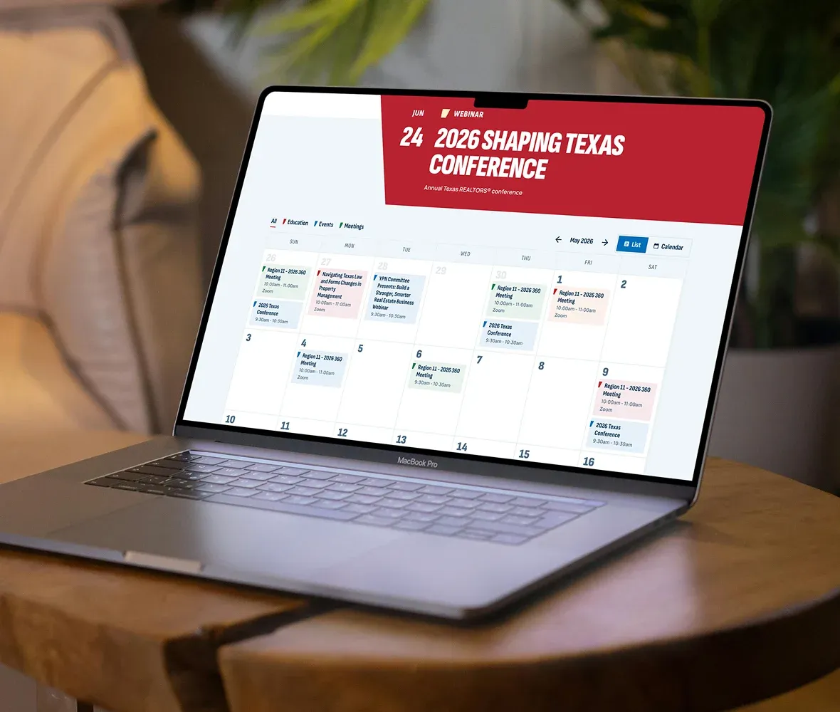 Texas REALTORS® website, results screen